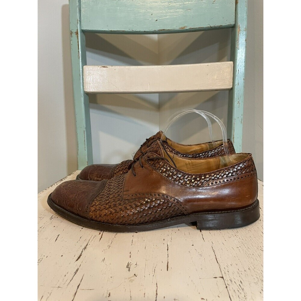 Mezlan Mens‎ Size 10 M Salinas" Genuine Crocodile Brown Leather Shoes Cap Toe